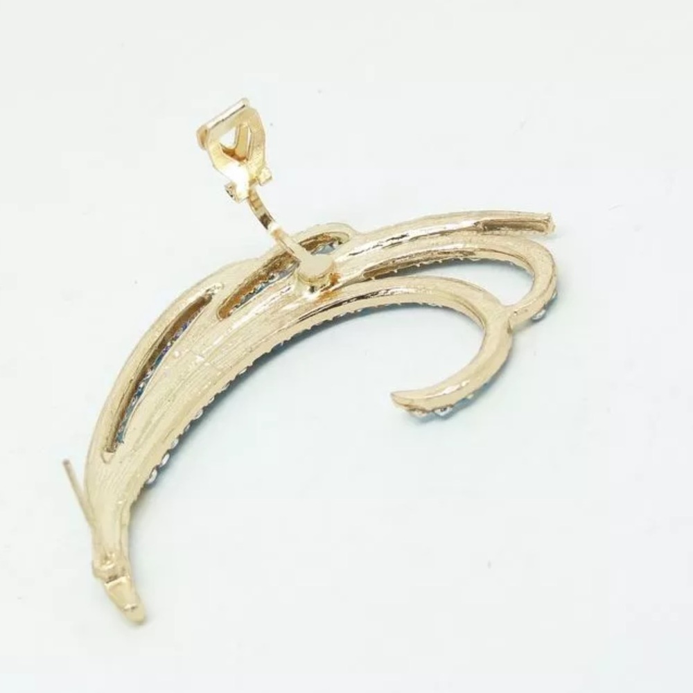 Statement Earring Blue Crystal Post Cuff Jewelry - Picture 3 of 6